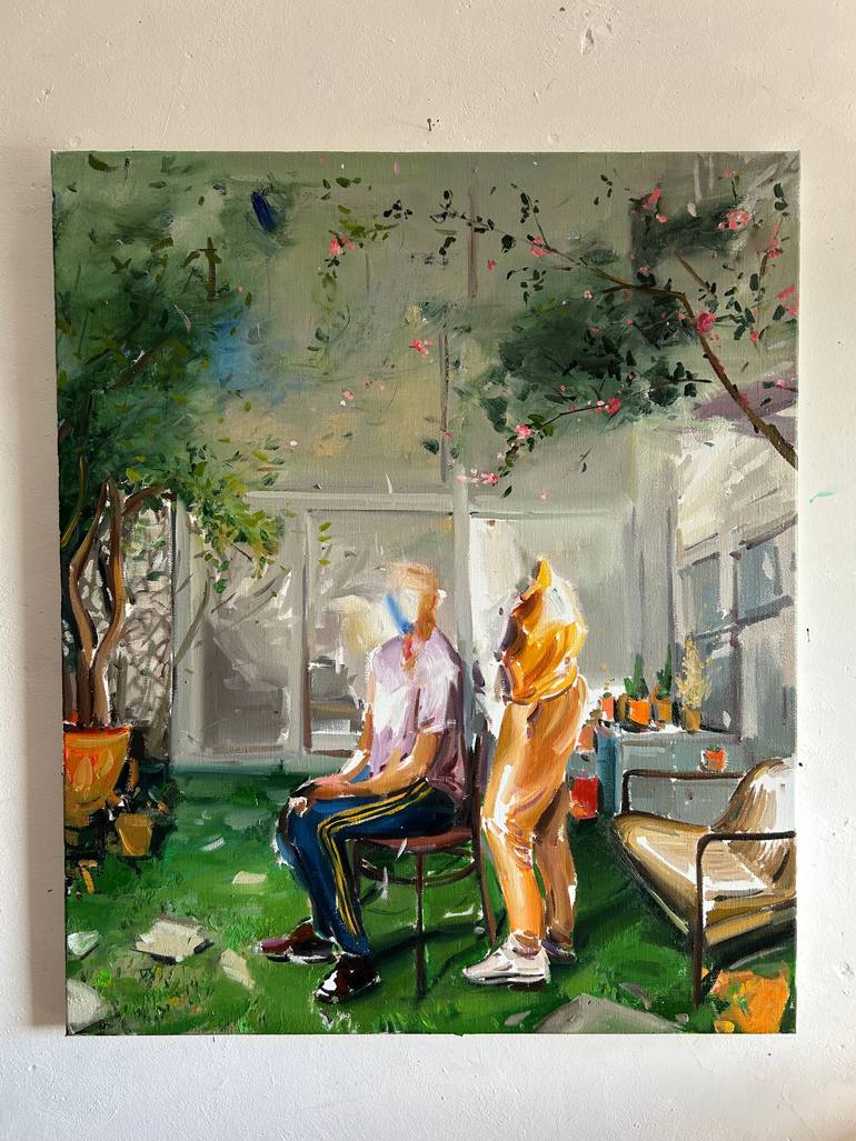 Original Abstract People Painting by Laslo Sergiu