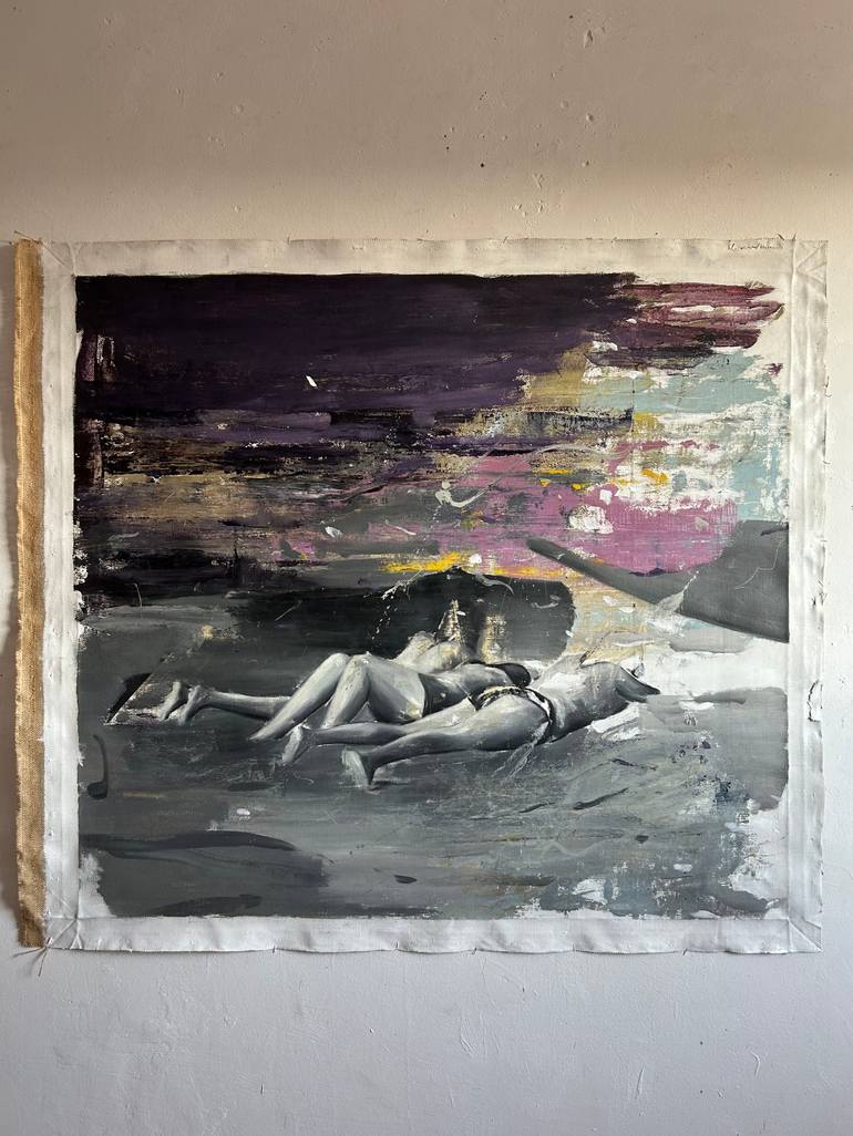 Original Abstract People Painting by Laslo Sergiu