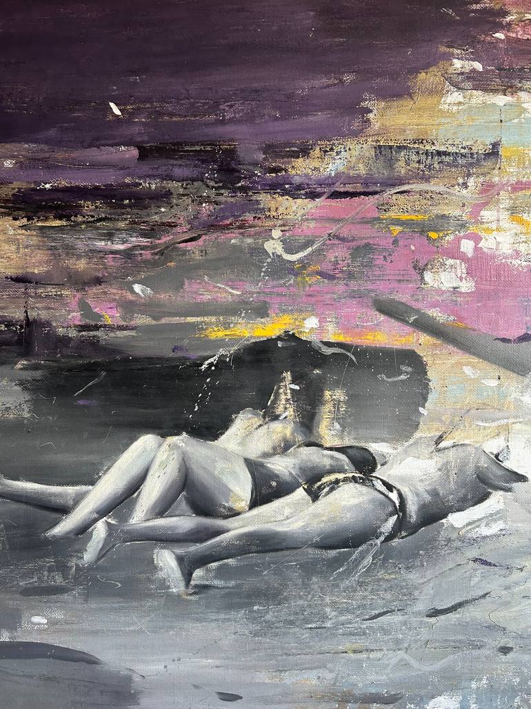Original Abstract People Painting by Laslo Sergiu