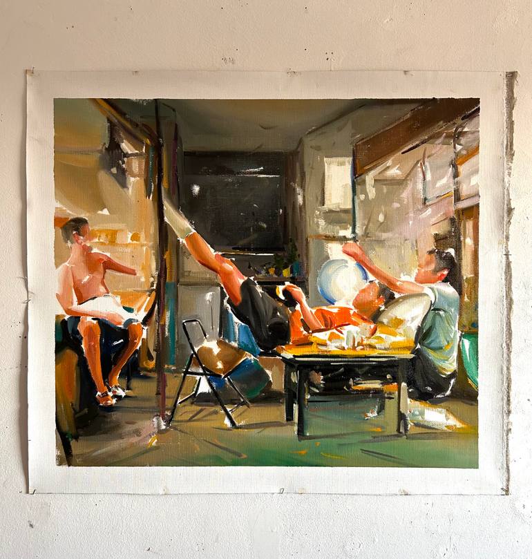 Original Figurative People Painting by Laslo Sergiu