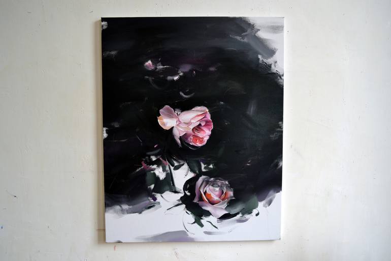 Original Figurative Floral Painting by Laslo Sergiu