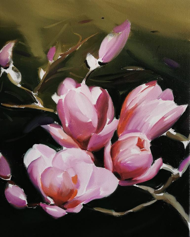 Original Abstract Floral Paintings by Laslo Sergiu