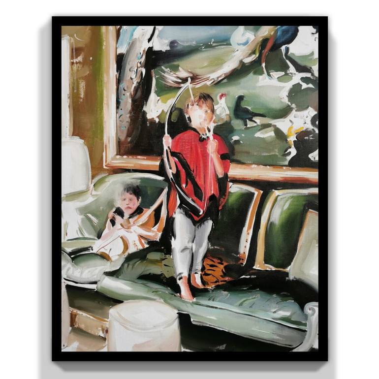 Original Figurative Children Painting by Laslo Sergiu