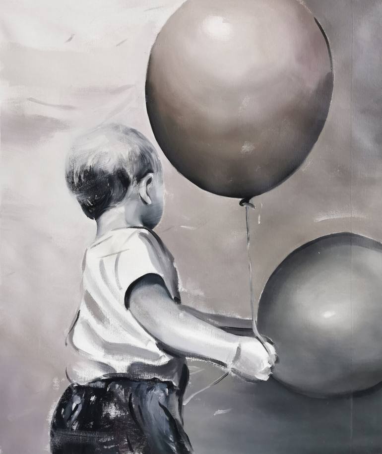 Original Abstract Children Paintings by Laslo Sergiu