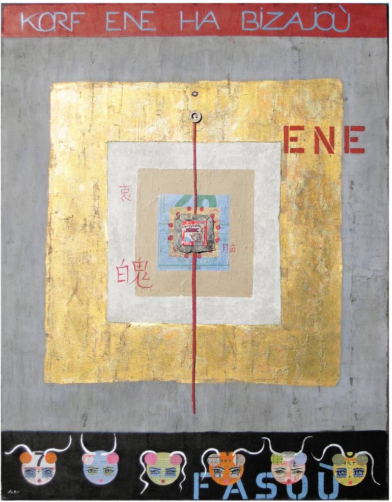 Original Abstract Painting by Acko Laurinn | Abstract Art on Canvas | Korf ene ha bizaou (body, soul and face)