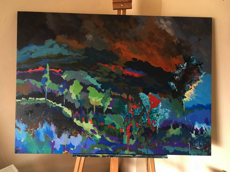 Original Abstract Landscape Painting by Effat Pourhasani