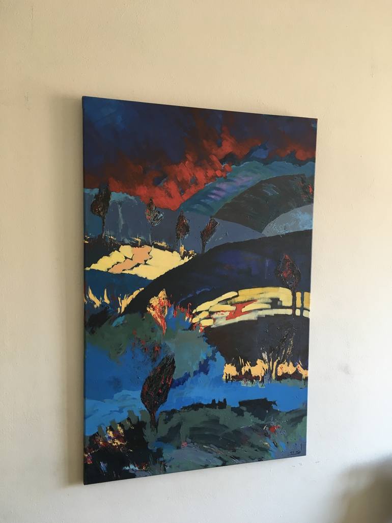 Original Abstract Landscape Painting by Effat Pourhasani