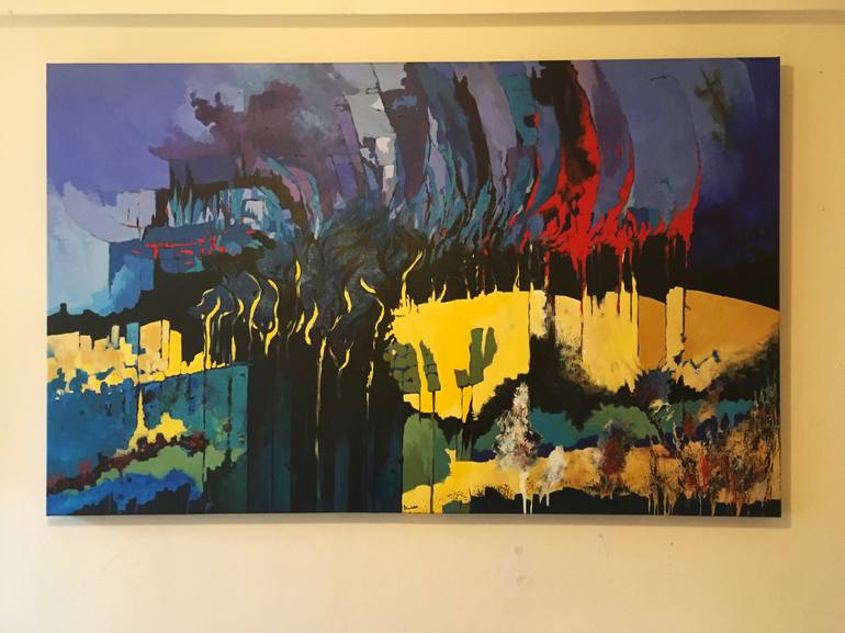 Original Abstract Landscape Painting by Effat Pourhasani