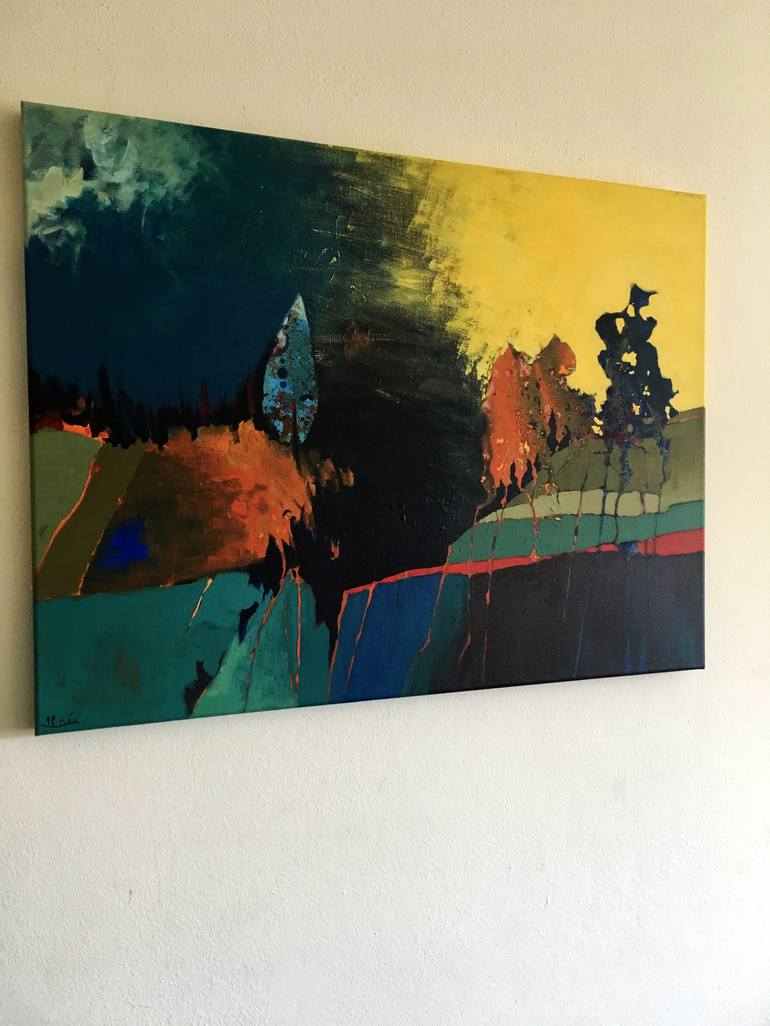 Original Abstract Landscape Painting by Effat Pourhasani