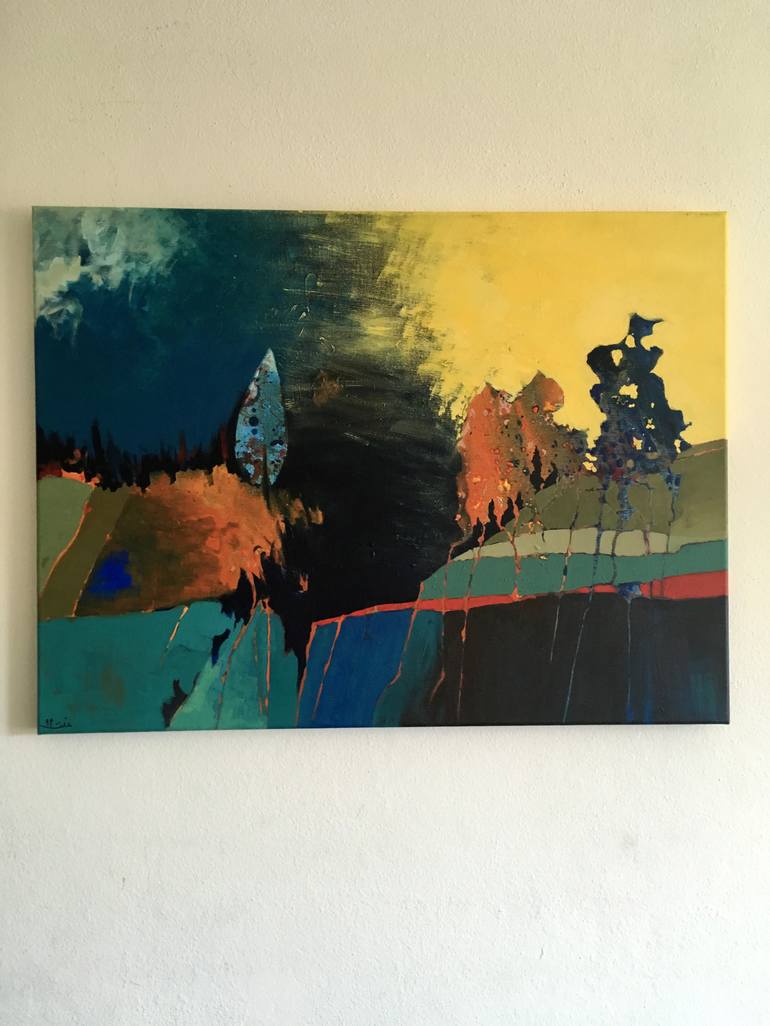 Original Abstract Landscape Painting by Effat Pourhasani