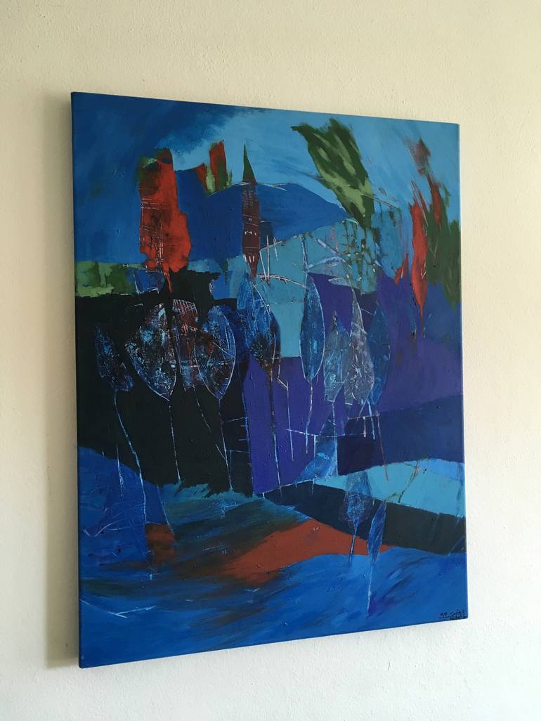 Original Abstract Landscape Painting by Effat Pourhasani