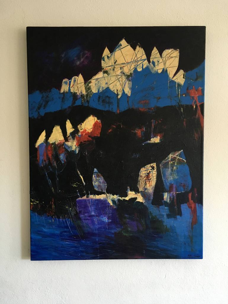 Original Abstract Landscape Painting by Effat Pourhasani