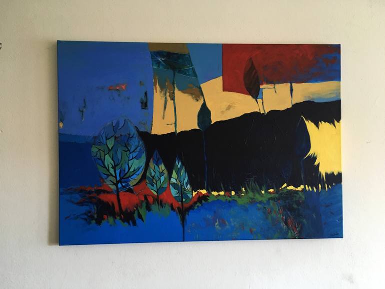 Original Abstract Landscape Painting by Effat Pourhasani