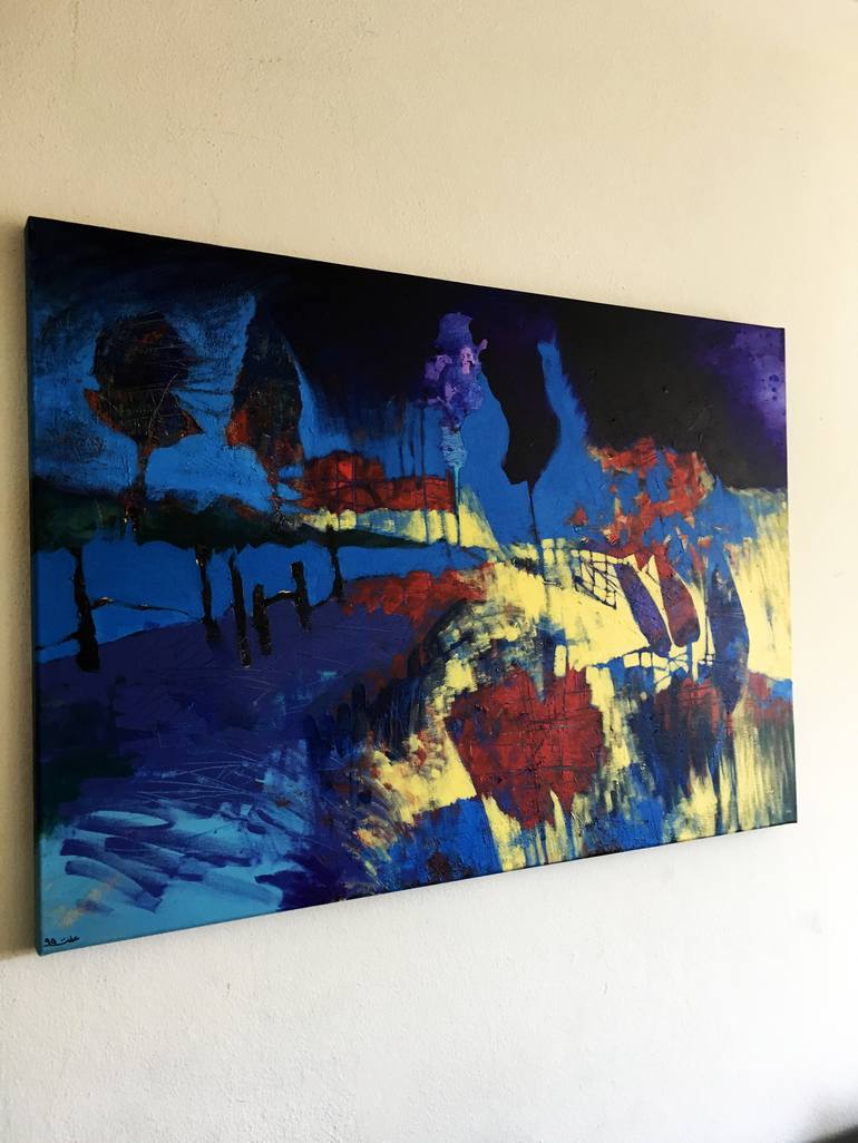 Original Abstract Landscape Painting by Effat Pourhasani