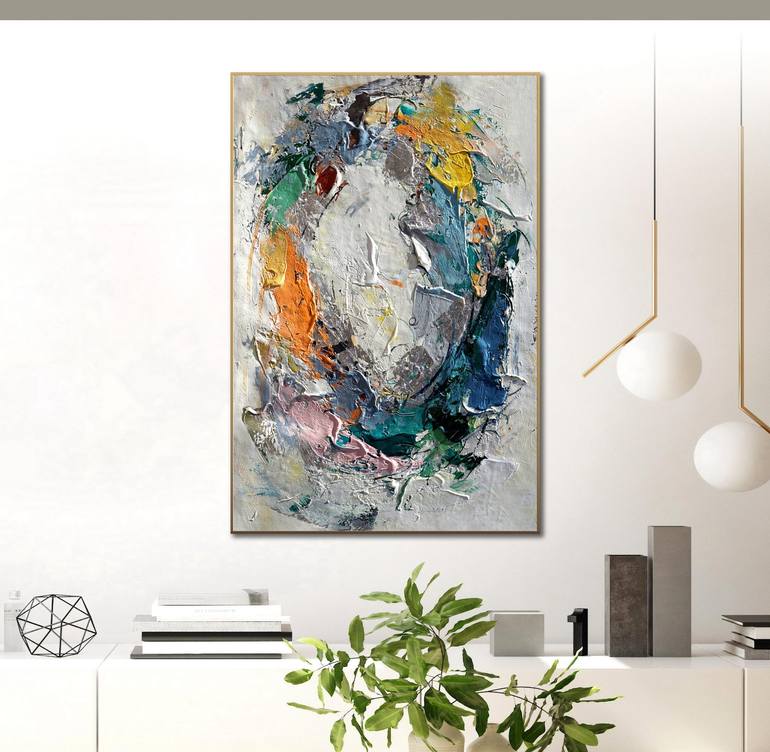 Original Art Deco Abstract Painting by Angel Chau