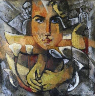 Original Expressionism Portrait Painting by Eman Hakim