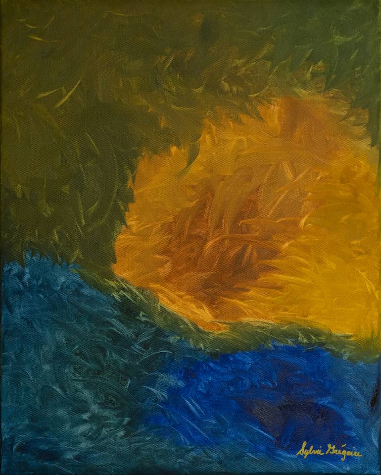 Deep Blue Green Yellow Abstract Art Painting Painting by Joe