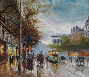 Modern picture. The old European capital Oil on canvas thumb