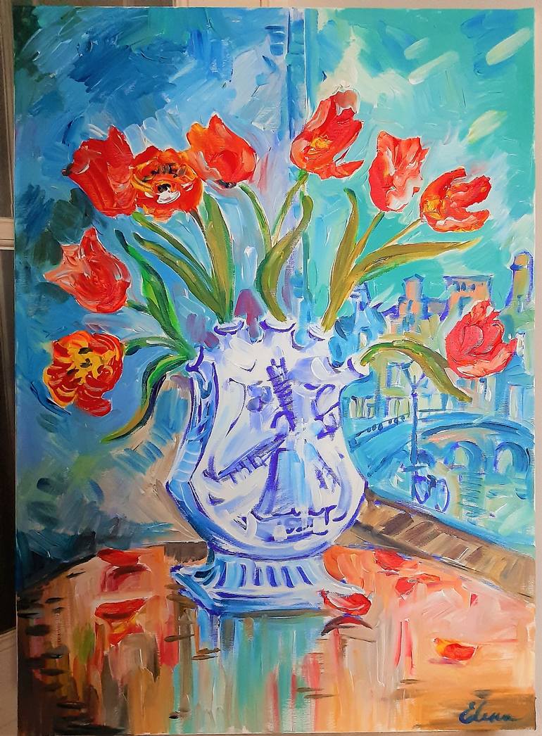 Original Impressionism Floral Painting by Elva Polyakova