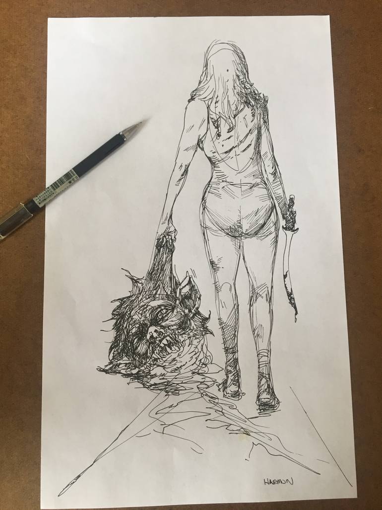 Original Conceptual Fantasy Drawing by Paul Harmon