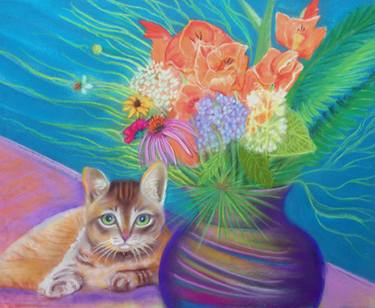 Print of Figurative Cats Paintings by Doreyl Ammons Cain