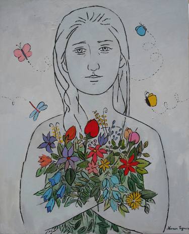 Girl with flowers thumb