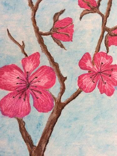 Japanese Pink Flower Tree Drawing - 2sisterswalkinginfaith