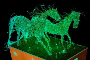 Illuminated LED Copper Avatar horses thumb
