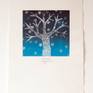 This work is part of the "Recurrences" series, where I explore the problem of repetition, both in the subject matter and in the medium of printmaking.
The same graphic plate was printed in different colors to suggest different seasons and atmosphere, with the addition of some small details, like the snowflakes here. This limited edition prints of the Tree in winter consists of only 4 original prints, each slightly different from the other.