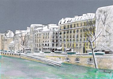 Paris in the snow - Port des Grands Augustins thumb