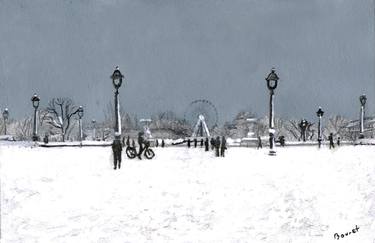 Paris in the snow - Jardin du Carroussel thumb