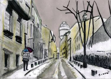 Paris in the snow - Rue Cortot thumb