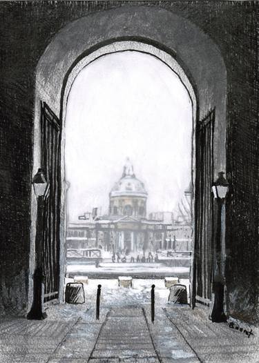 Paris in the snow - L'Institut vu du Louvre thumb