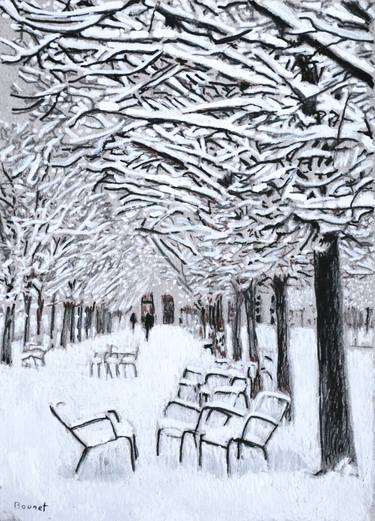 Paris in the snow - Jardin du Palais Royal 2/2 thumb