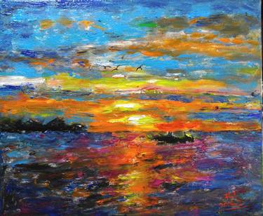 Print of Abstract Expressionism Seascape Paintings by Lily Zhao