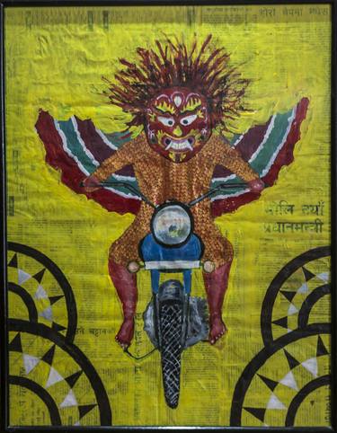 Original Abstract Expressionism Motorbike Paintings by Sunniv Shanker Rajbhandary