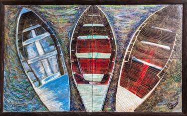 Original Abstract Expressionism Boat Paintings by Sunniv Shanker Rajbhandary
