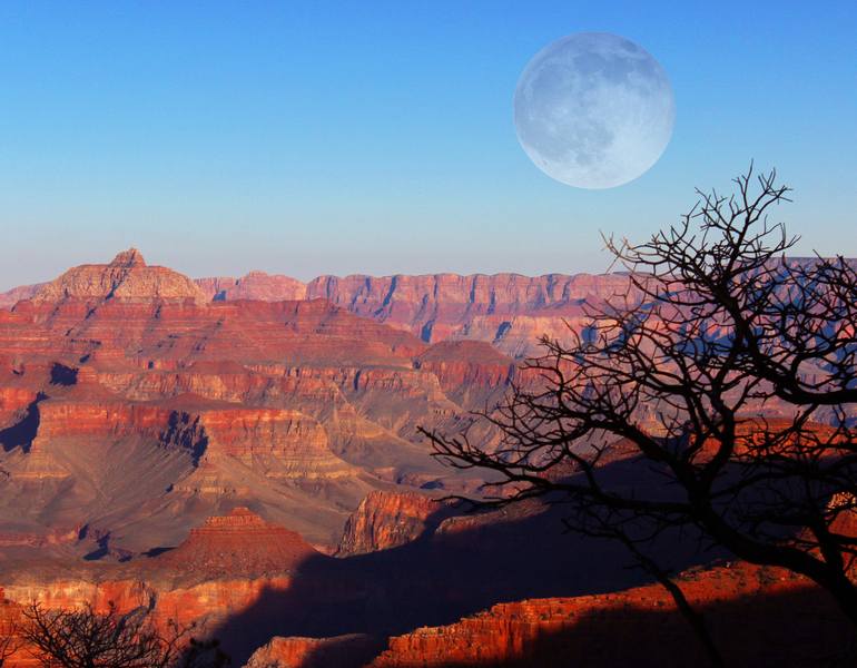 Full Moon over the Grand Canyon Photography by Laurie Larson | Saatchi Art