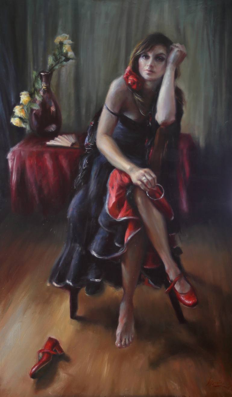 El Ocaso de la Rosa Painting by Alfonsina Betancourt | Saatchi Art