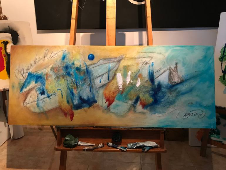 Original Abstract Transportation Painting by Carlos Maneiro