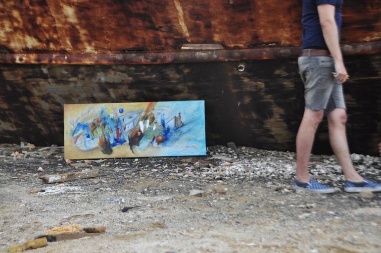 Original Abstract Transportation Painting by Carlos Maneiro