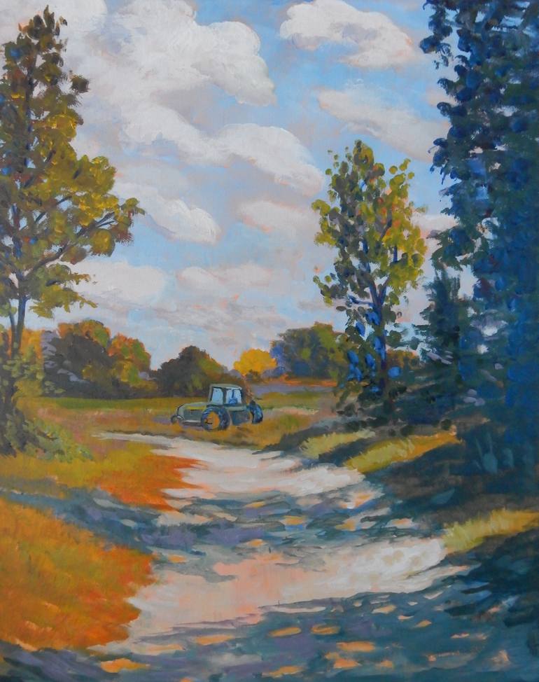 Original Landscape Painting by Joy Parks Coats | Impressionism Art on Canvas | Down on the Farm