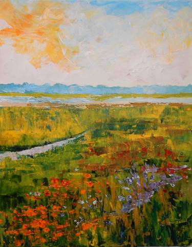 Wildflowers on the Marsh (pallet knife painting) thumb