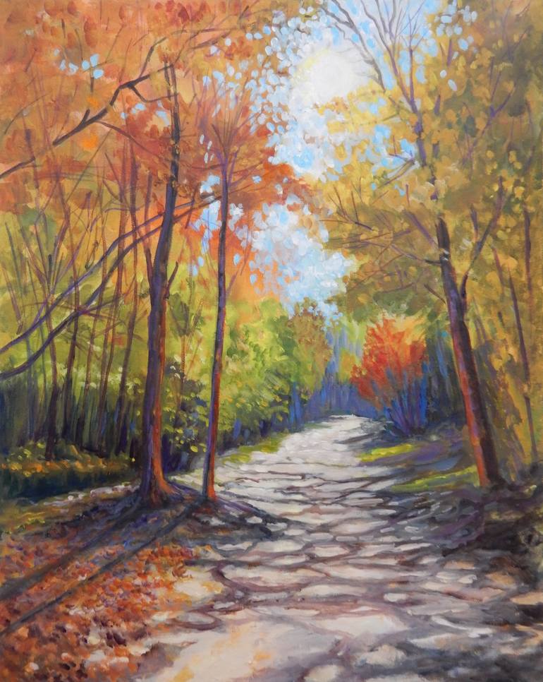 Painting Art & Collectibles Acrylic fall leaves original painting art ...