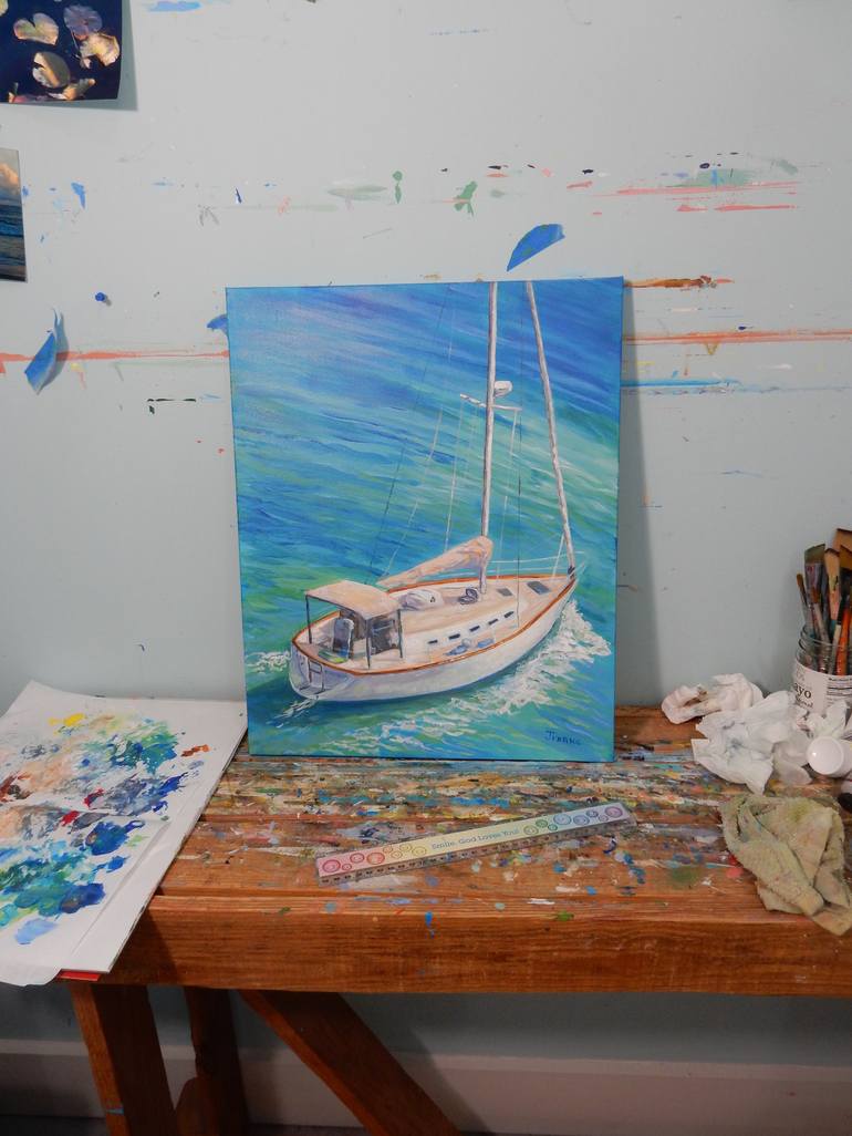 Original Boat Painting by Joy Parks Coats