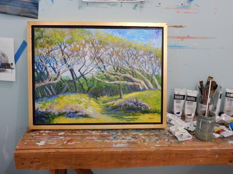 Original Impressionism Tree Painting by Joy Parks Coats