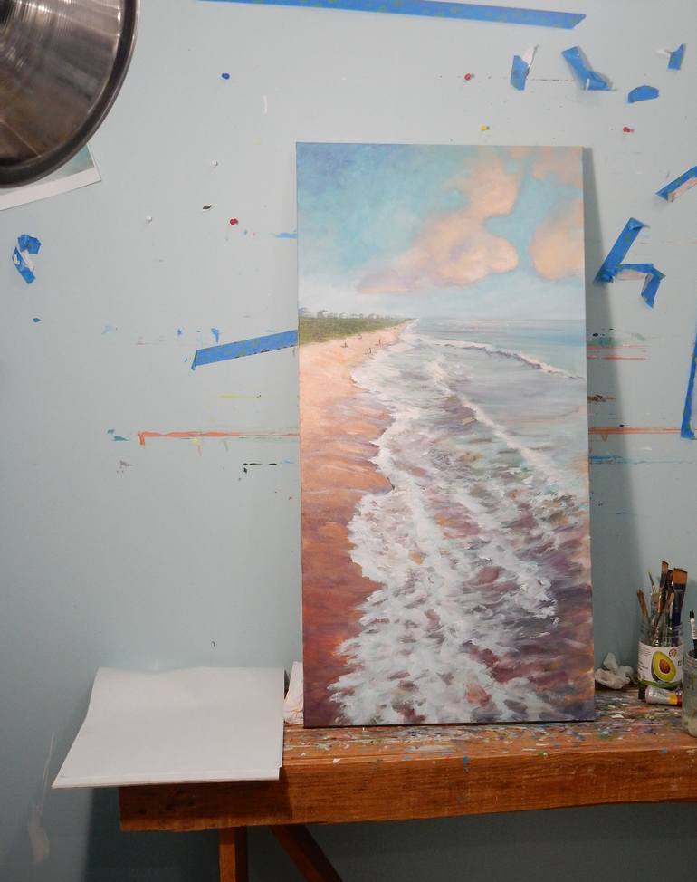 Original Impressionism Beach Painting by Joy Parks Coats