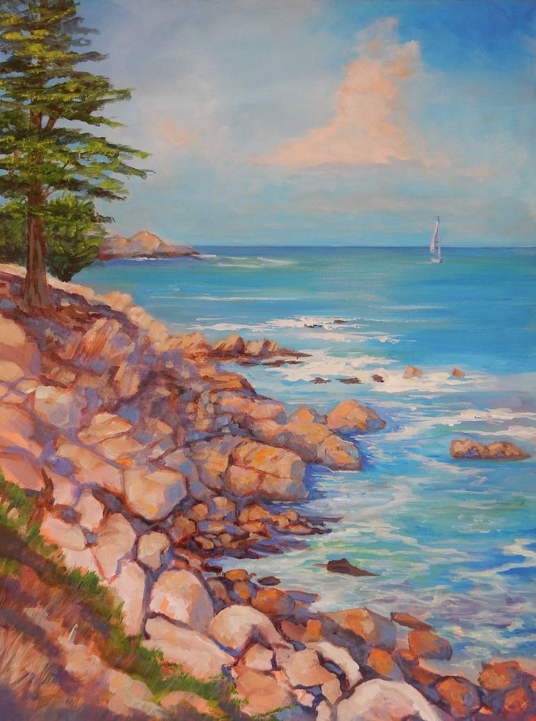 Print of Impressionism Seascape Paintings by Joy Parks Coats
