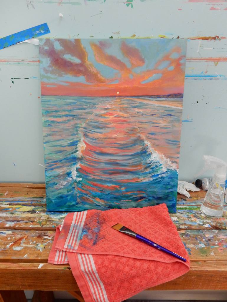 Original Impressionism Seascape Painting by Joy Parks Coats