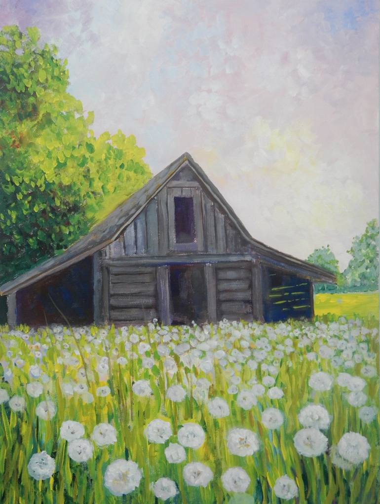 dandelion field painting